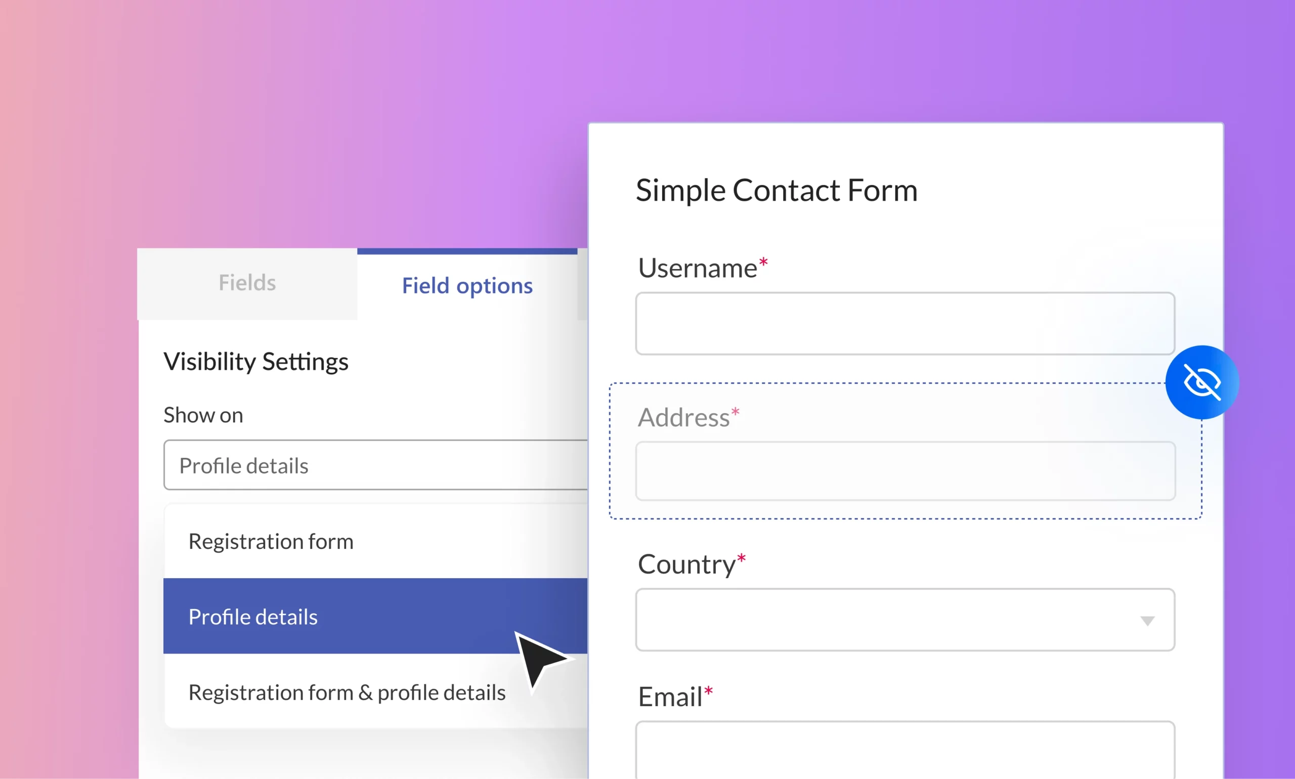 User Registration Field Visibility